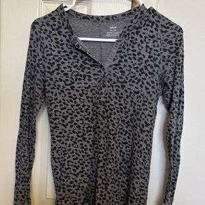 Aerie Charcoal Leopard Long Sleeve Tee